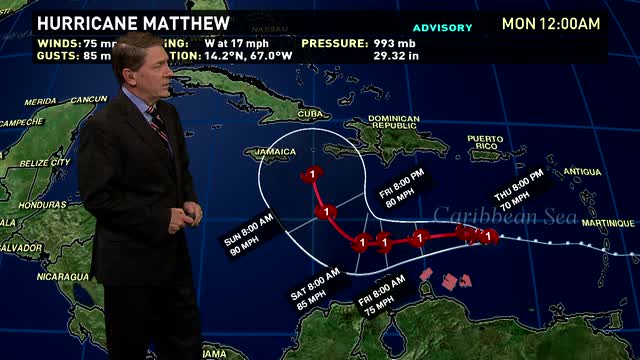 Tracking Hurricane Matthew as it moves through Caribbean