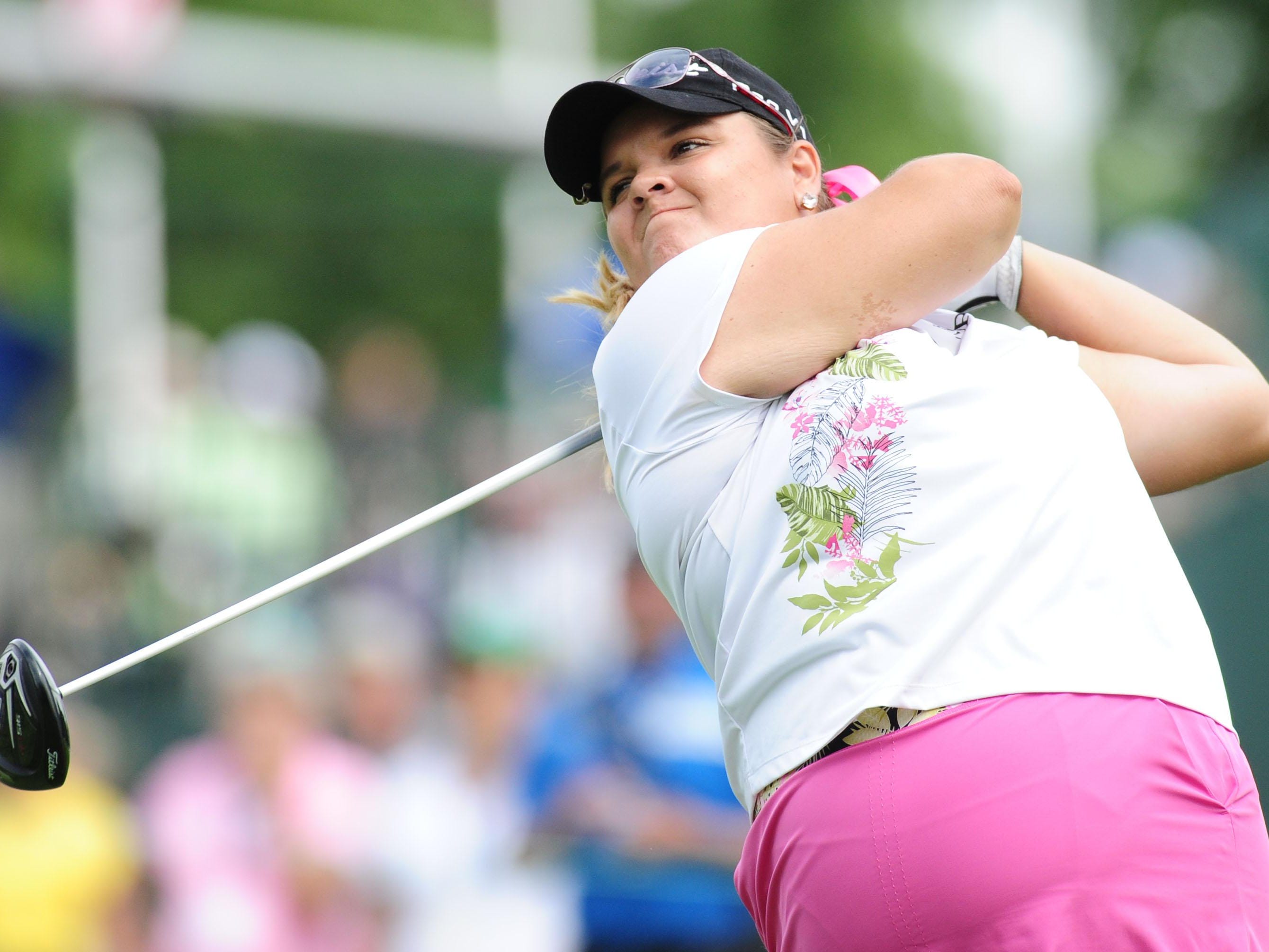 DeWitt’s Liz Nagel tees off on the 14th hole during the first round of the U.S. Women's Open at Lancaster Country Club.