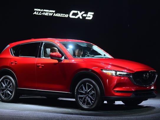The new Mazda CX-5 on display at the Los Angeles Auto
