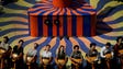 People enjoy a ride at the Kaeson Youth Amusement Park on Sept. 3 in Pyongyang.