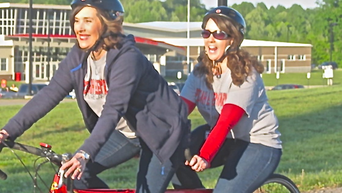 Pisgah Elementary students and teachers bike to school