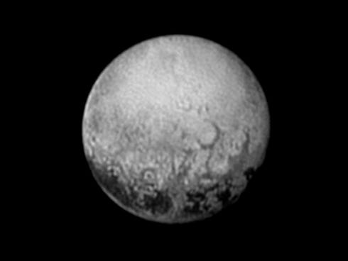 The dwarf planet Pluto is shown at distance of about 2.5 million miles on July 11, 2015 (Earth time frame).