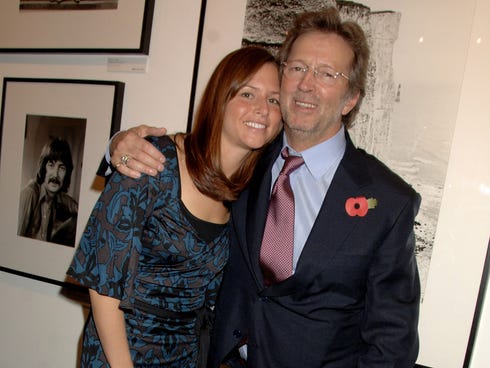 Eric Clapton and his wife, Melia McEnery,  celebrate his book 'Eric Clapton: The Autobiography' in November 2007 in London.