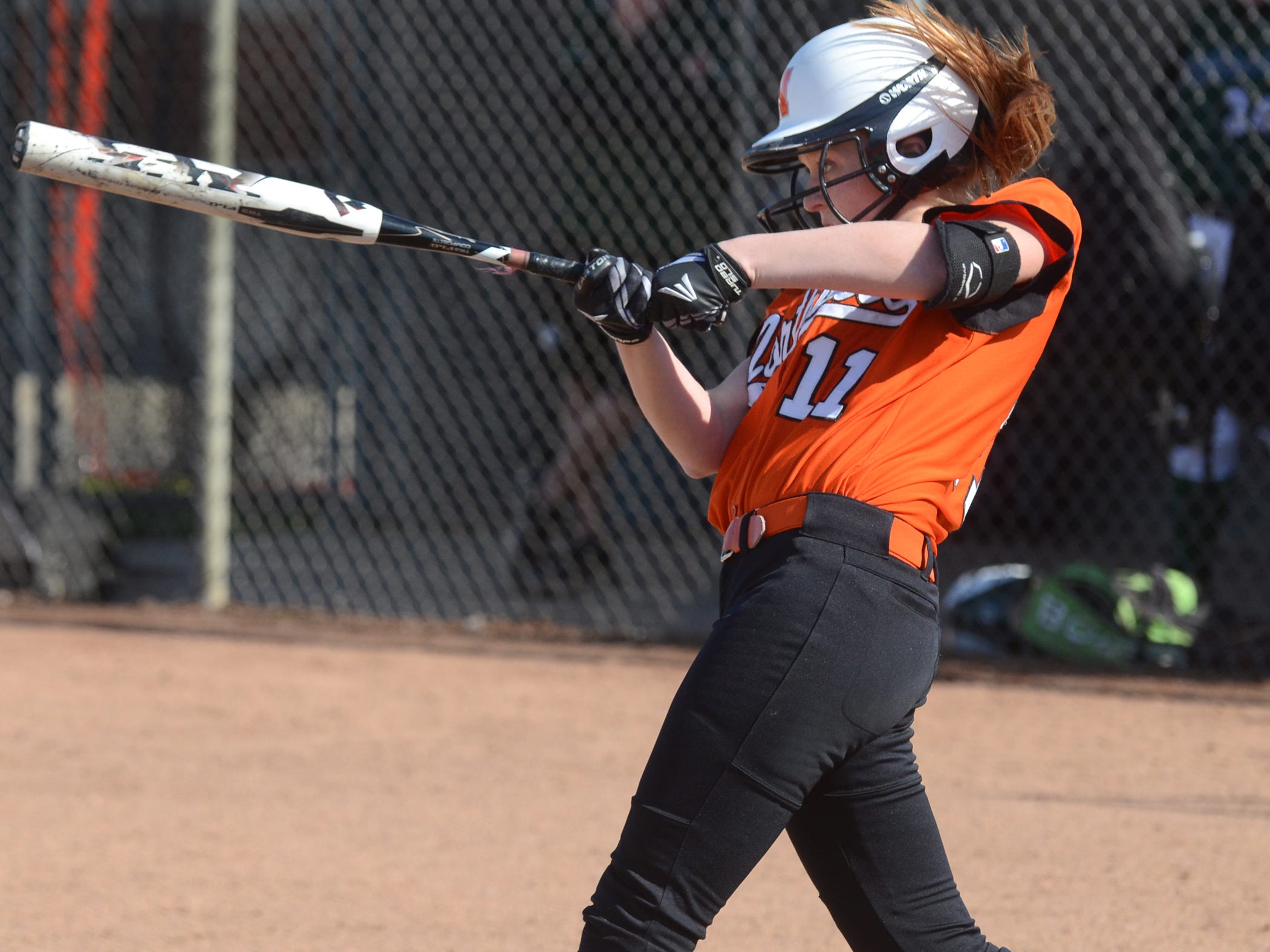Northville freshman Sarah Hige hit a solo homer and grand slam in a 9-7 loss April 23 to Canton.