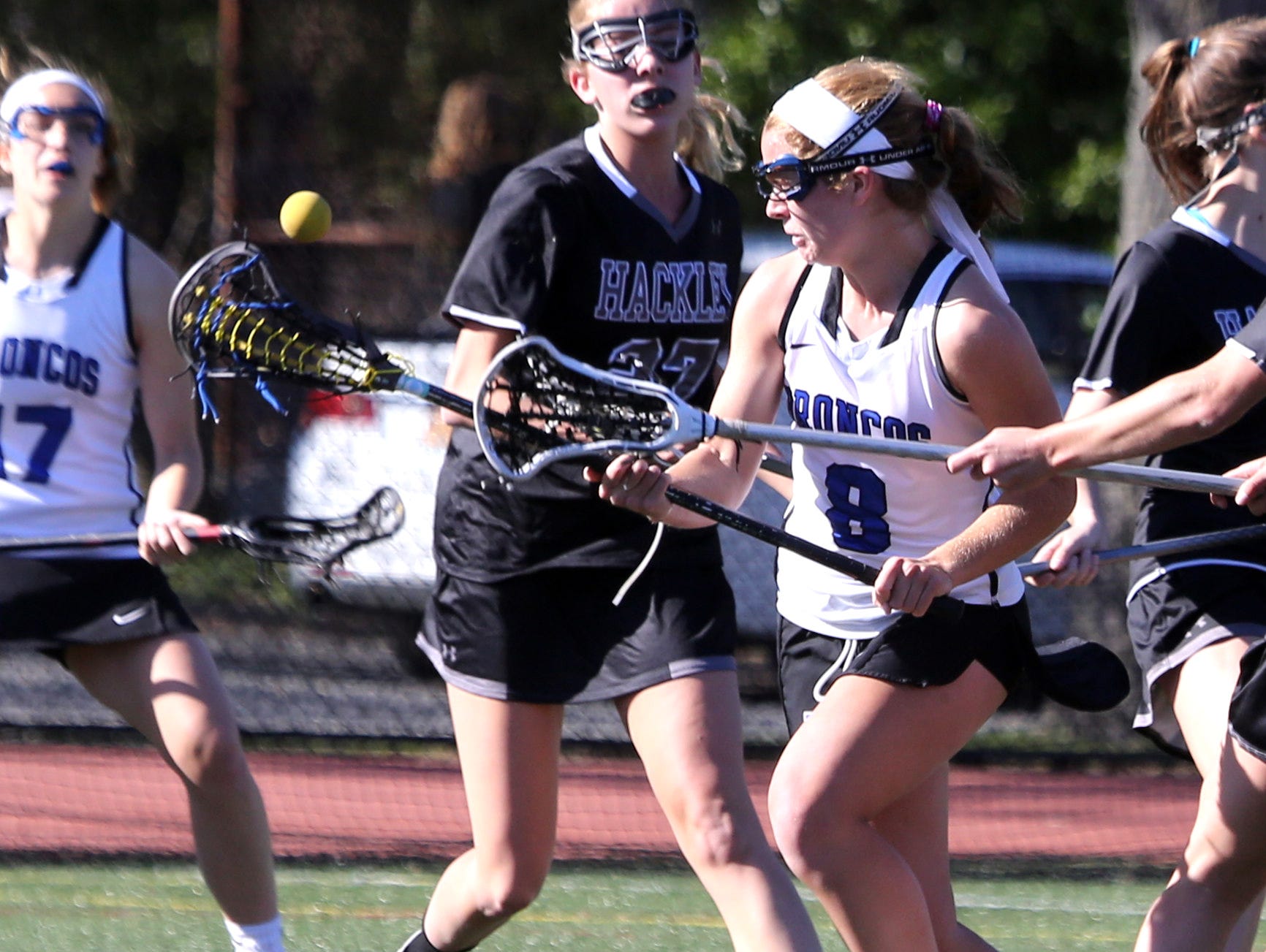 Bronxville defeated Hackley 15-11 in a varsity girls lacrosse game at Bronxville High School April 20, 2016.