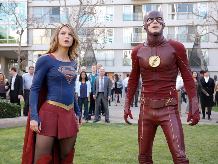 Melissa Benoist and Grant Gustin will re-team as  'Supergirl' joins 'The Flash