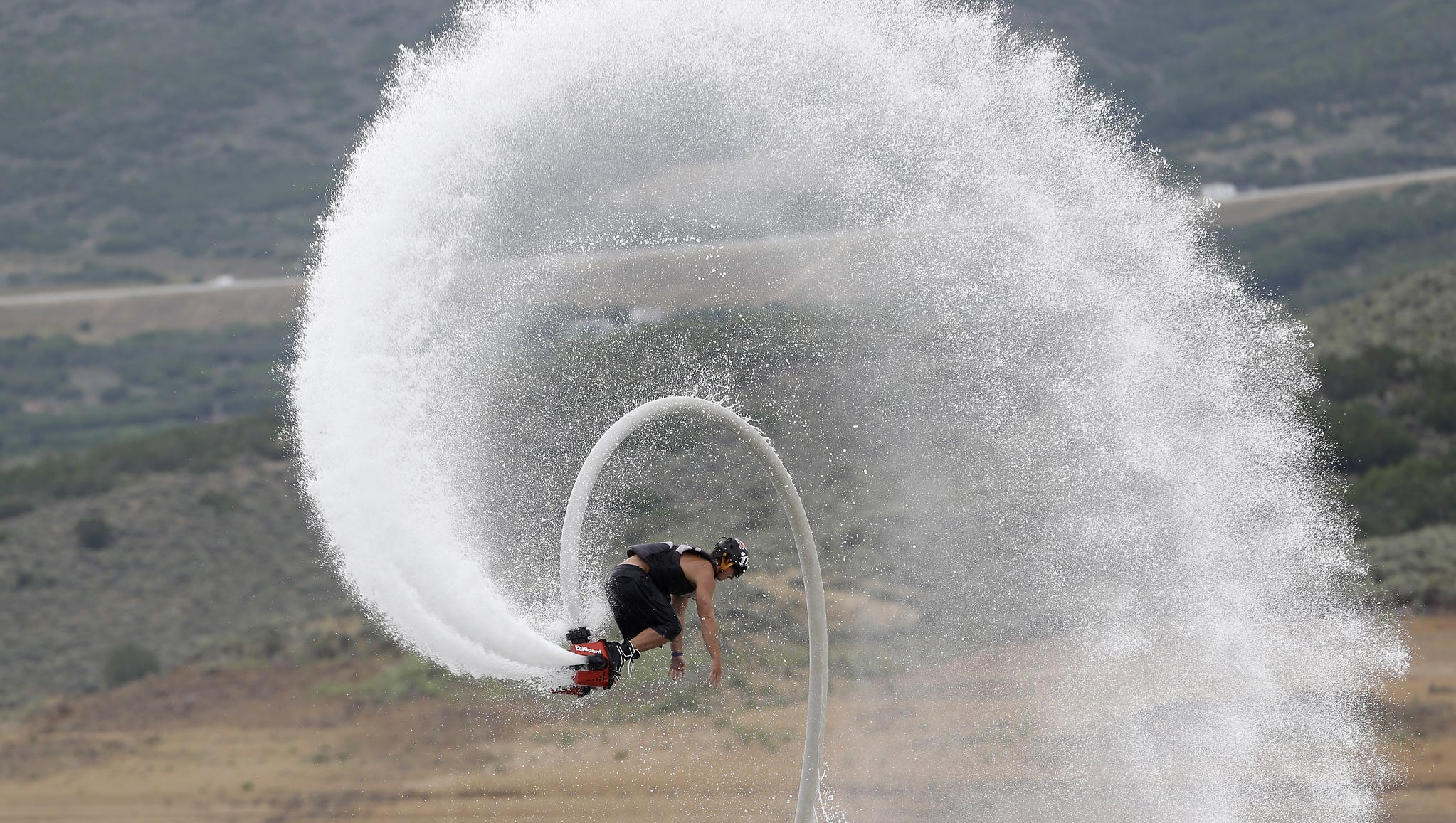 Flying over water on a flyboard