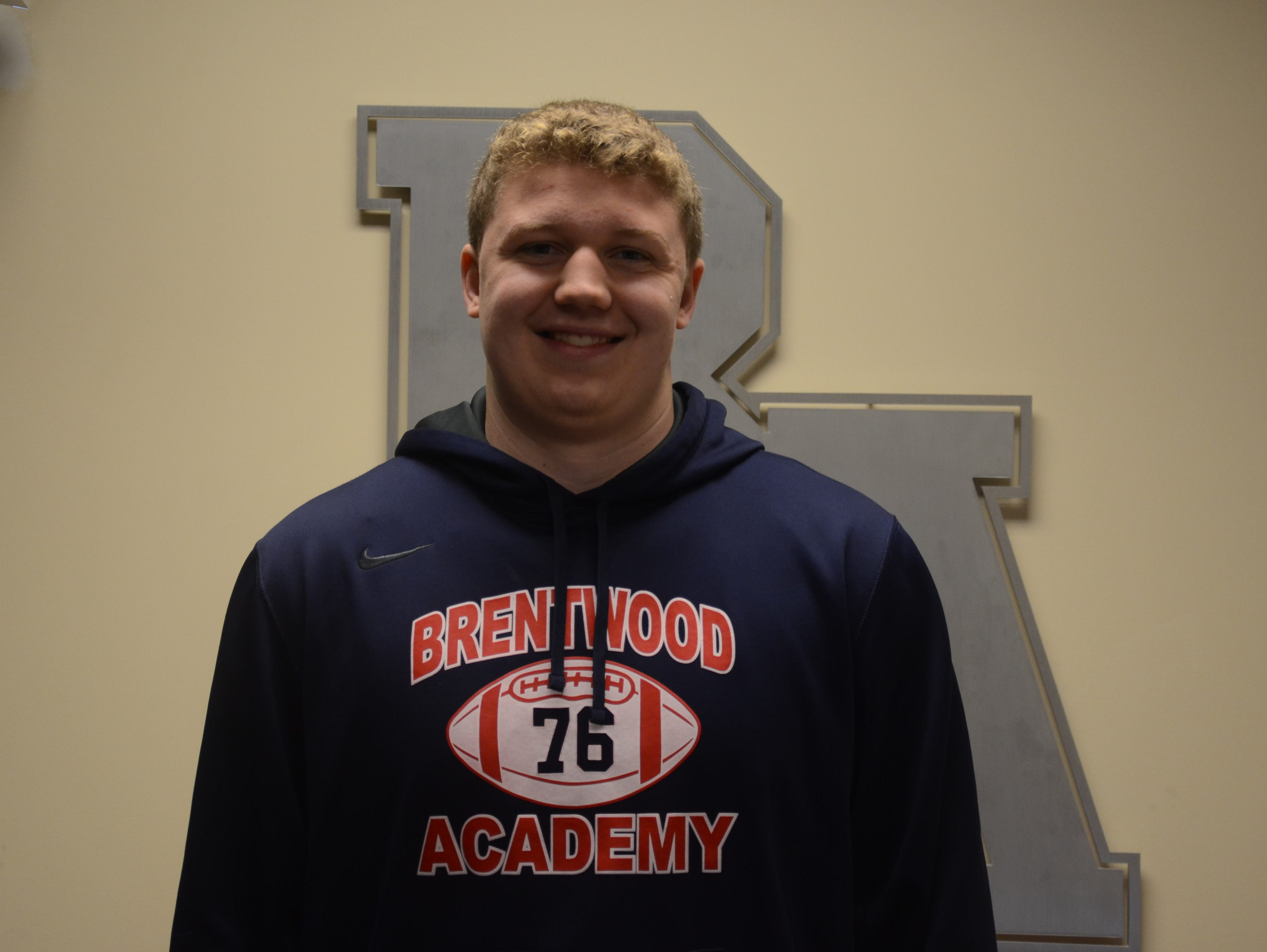 Brentwood Academy's Bryce Mathews became the third BA lineman to commit to an SEC school when he chose to play football at Ole Miss Friday.