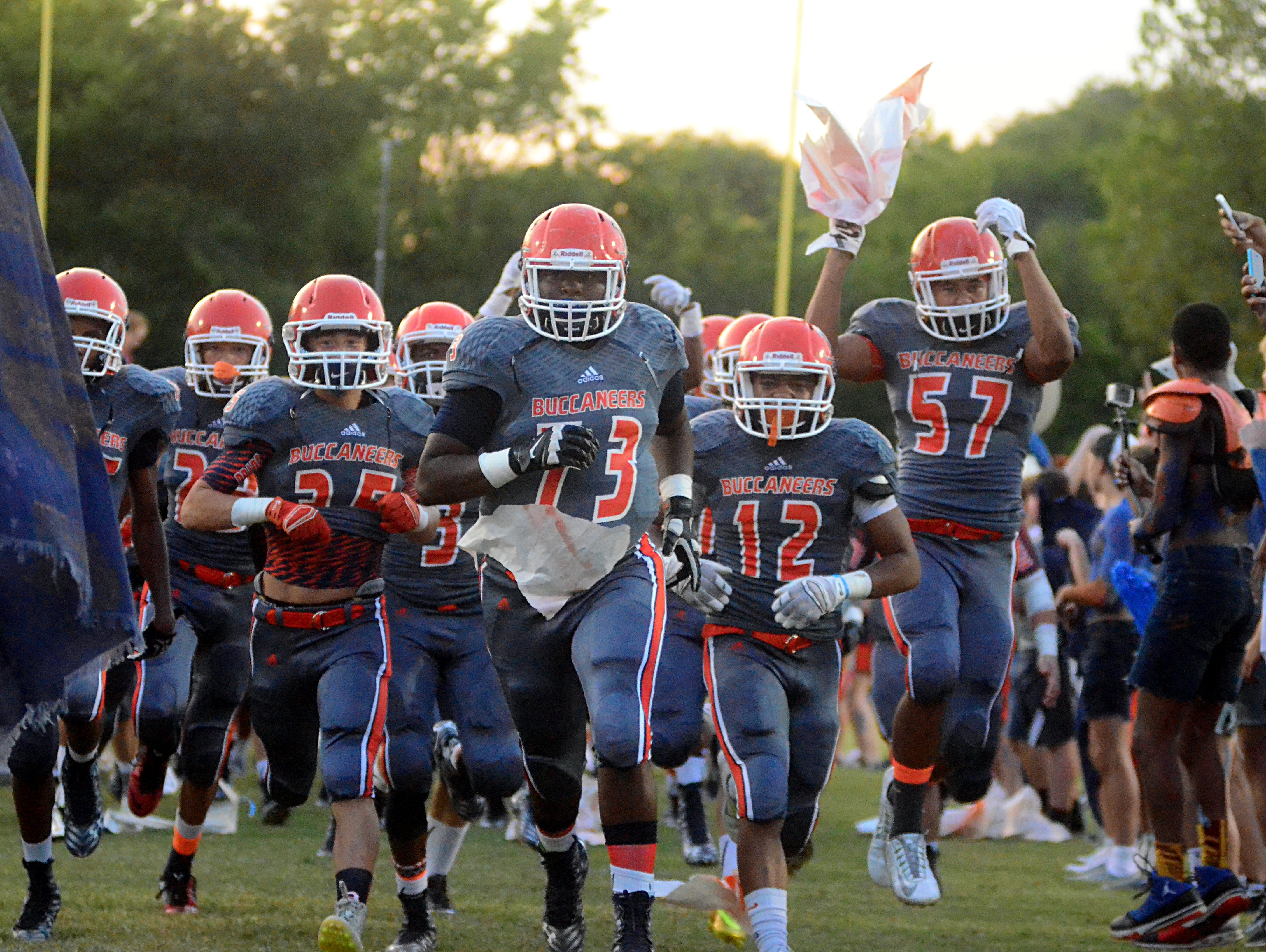 Beech players run onto the field prior to last season’s game against Rossview. Beech travels to Rossview in the second week of the season.