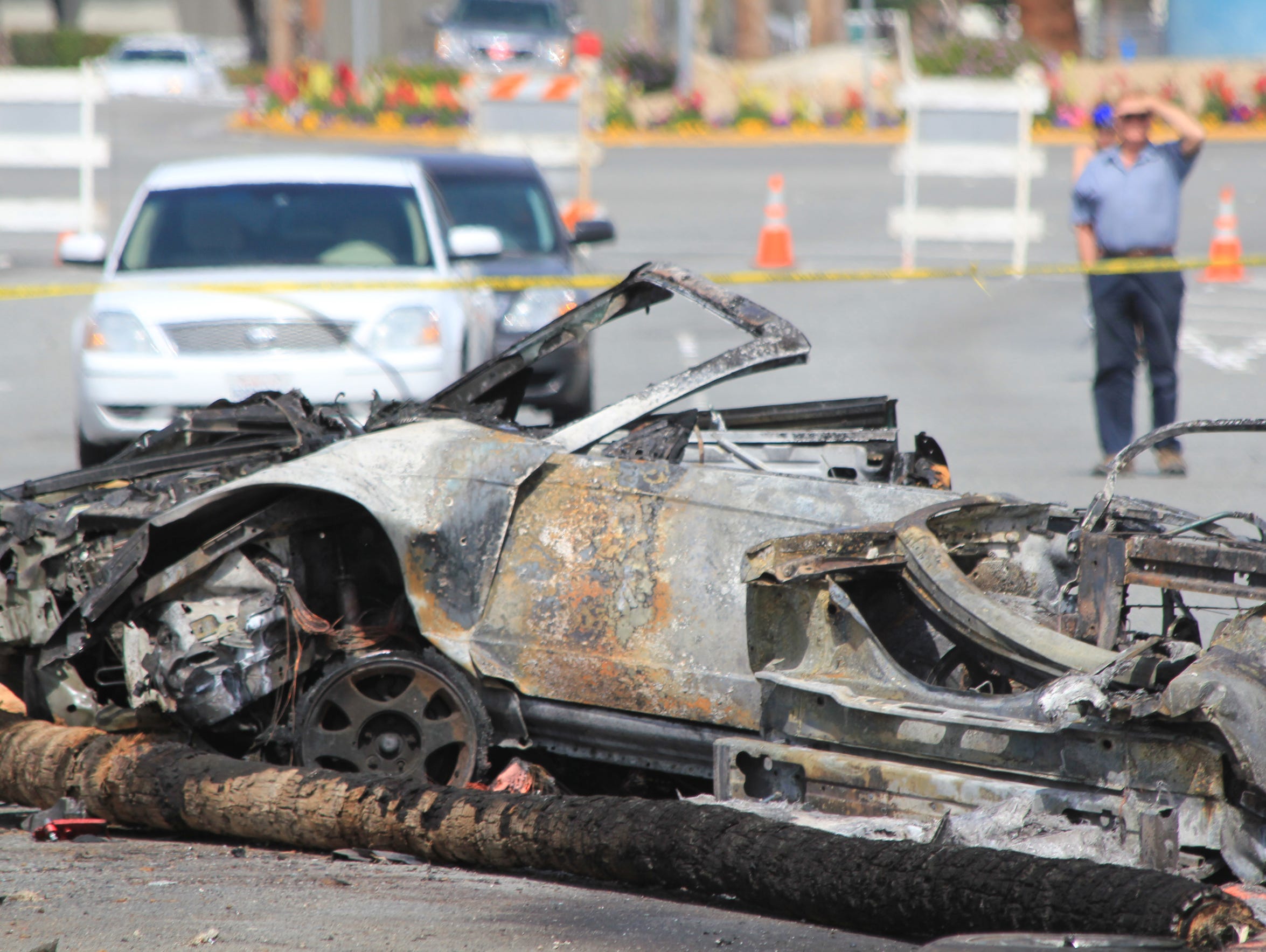 Wreckage of the chased vehicle involved in a fatal