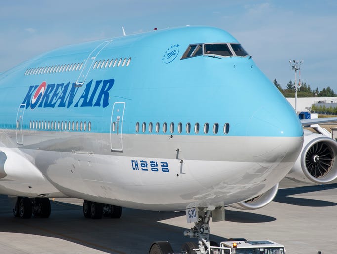 Korean Air's first 747-8i is seen ahead of a Aug. 25,