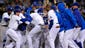 Sept. 10: Los Angeles Dodgers left fielder Scott Van Slyke is greeted at home plate after he hits a two-run walk-off home run against the Arizona Diamondbacks at Dodger Stadium.