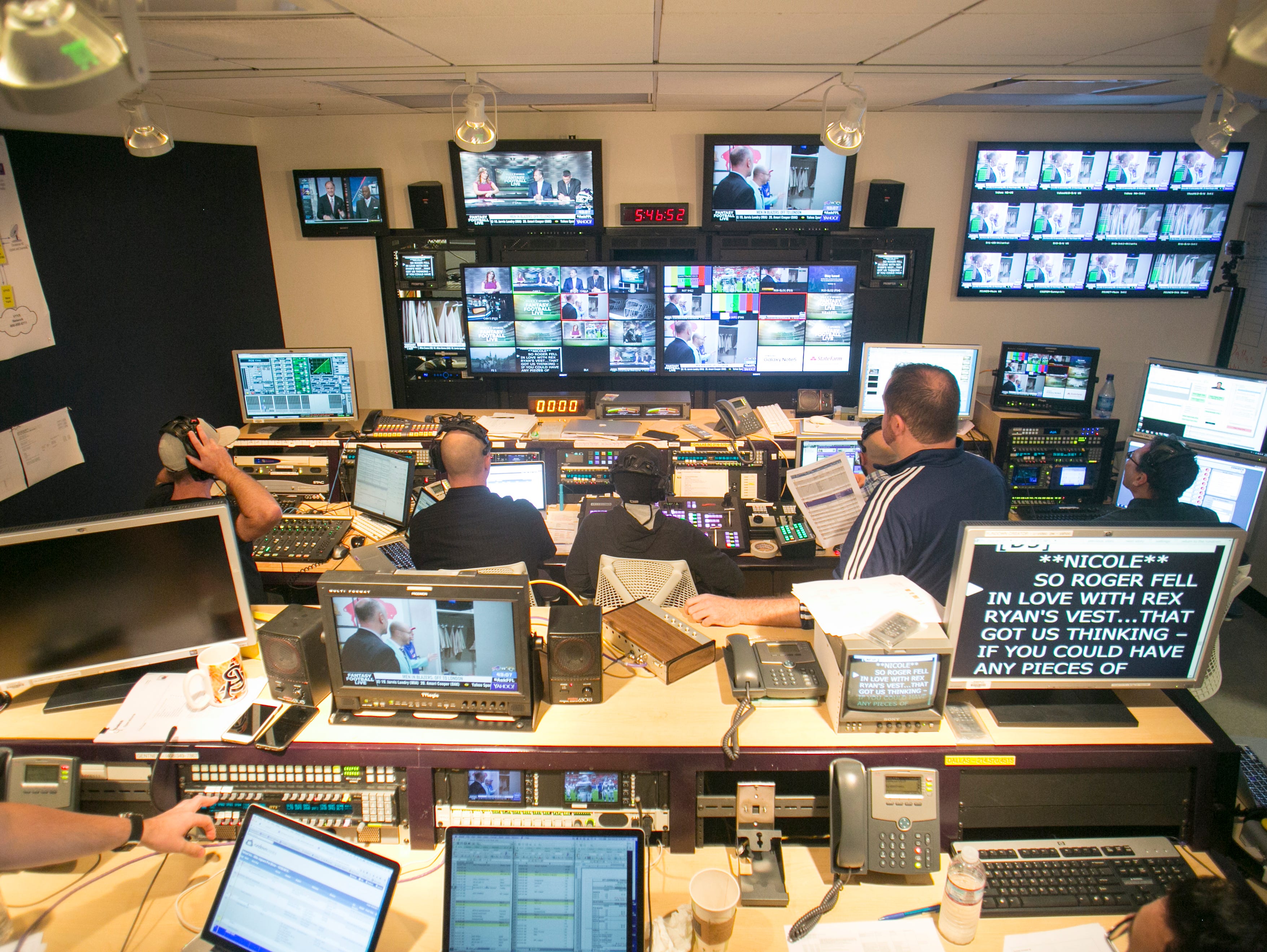 A behind the scenes photo of Yahoo's control room for the Oct. 25, 2015 NFL livestream