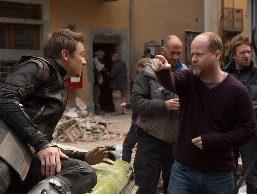 Jeremy Renner gets direction from Joss Whedon on the