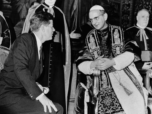 President John F. Kennedy and Pope Paul VI talk at