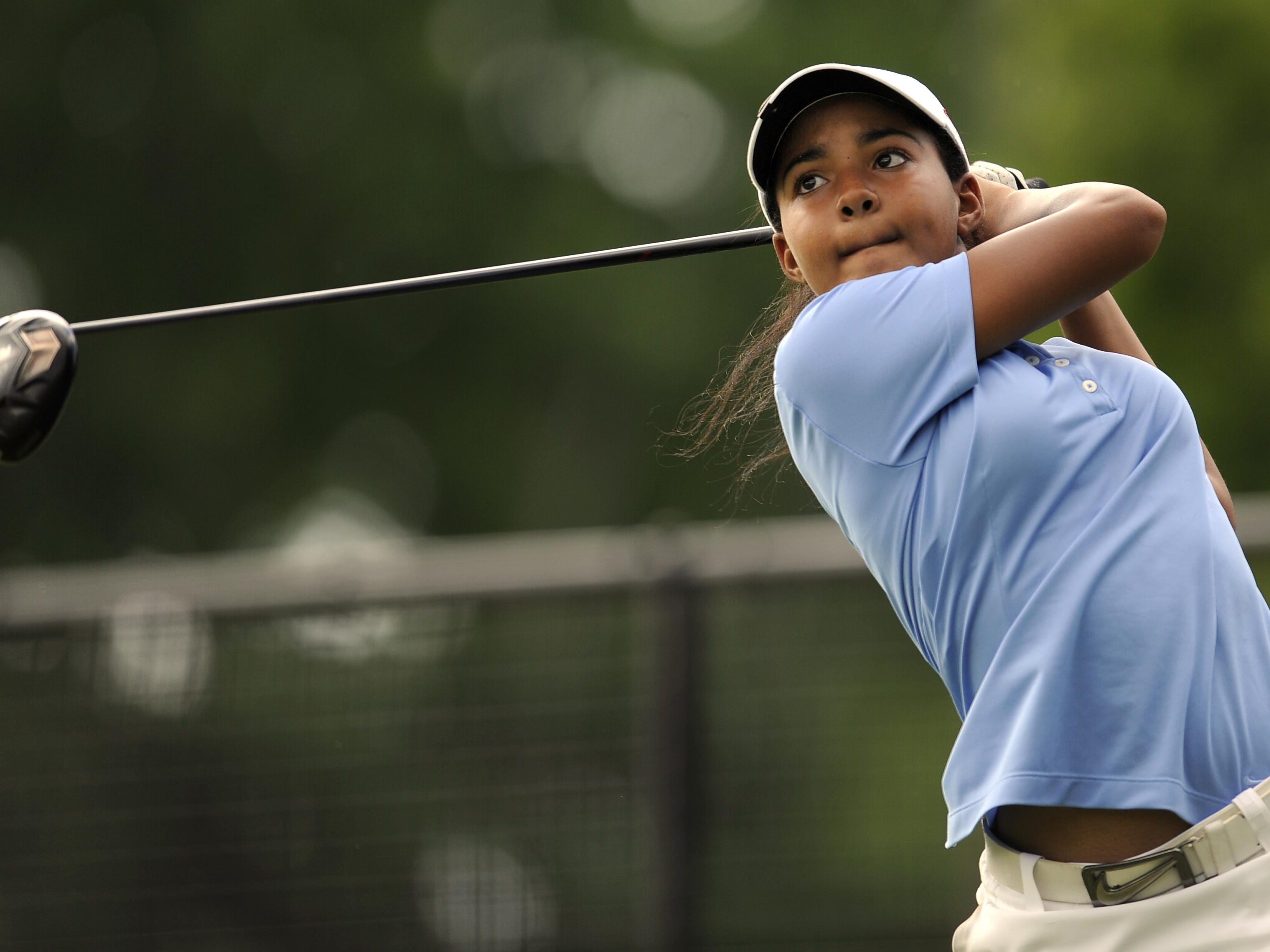 Mariah Smith, of Clarksville High, watches her drive off of the 18th tee during her match in the Schooldays Tournament in Nashville a few years ago. Smith has qualified to compete in the U.S. Girls Junior Championships next week.