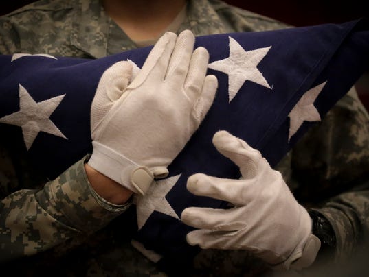 Folded flag, honor guard, Army, National Guard