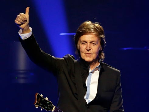 Paul McCartney performs during the first U.S concert of his 