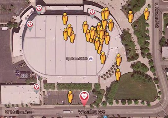 Snapshot of the PulsePoint app at the concert. The