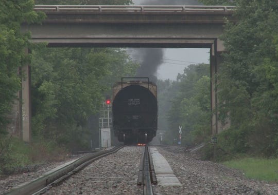 A train derailment and fire caused the evacuation of