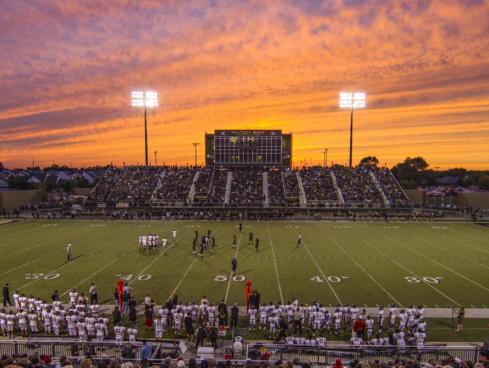 The Bentonville Tigers football team plays a September 2013 game vs. Euless Trinity from Texas. The stadium holds 6,000 people at capacity.