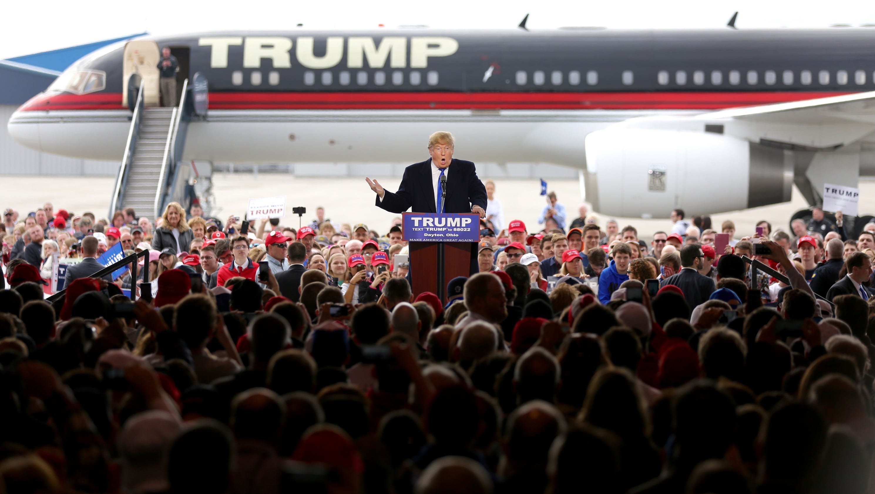 Donald Trump supporters rally at Dayton Airport