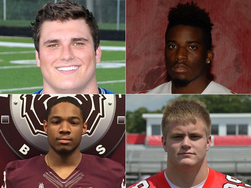 Danny Godlevske (upper left) of Bishop Chatard, Josh Hayes (upper right) of Pike, Gerrid Doaks (lower left) of Lawrence Central and Cameron Tidd (lower right) of Center Grove are considered among the best Central Indiana high school football players for 2015.