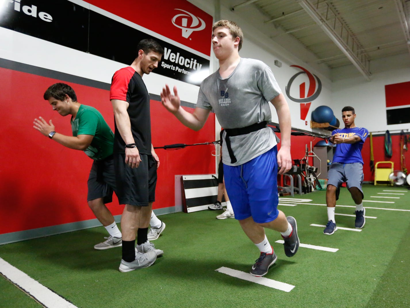 High school and college athletes work out at Velocity Sports Performance in Elmsford on Wednesday, June 01, 2016.