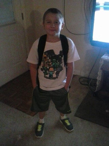Jaydon is all packed up for 3rd grade