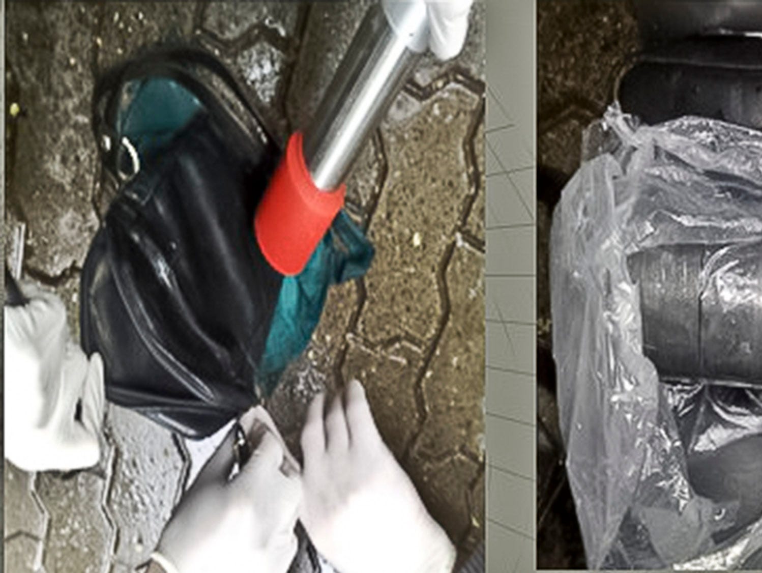 In this 2011 combination of images provided by the Moldova General Police Inspectorate, a sample of uranium-235 is tested for radioactivity in Chisinau, Moldova.