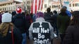 A view from the downtown rally in Durham, N.C., Friday,