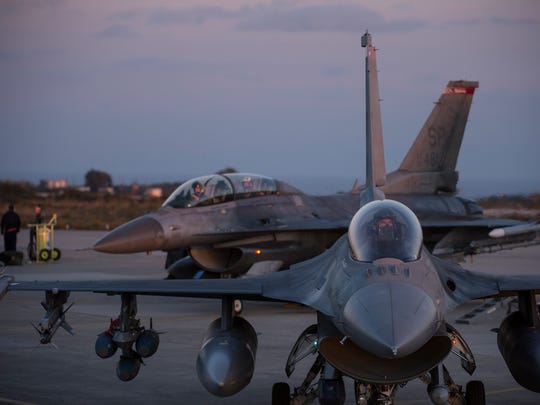 The forward-deployed F-16s trained on the northwest