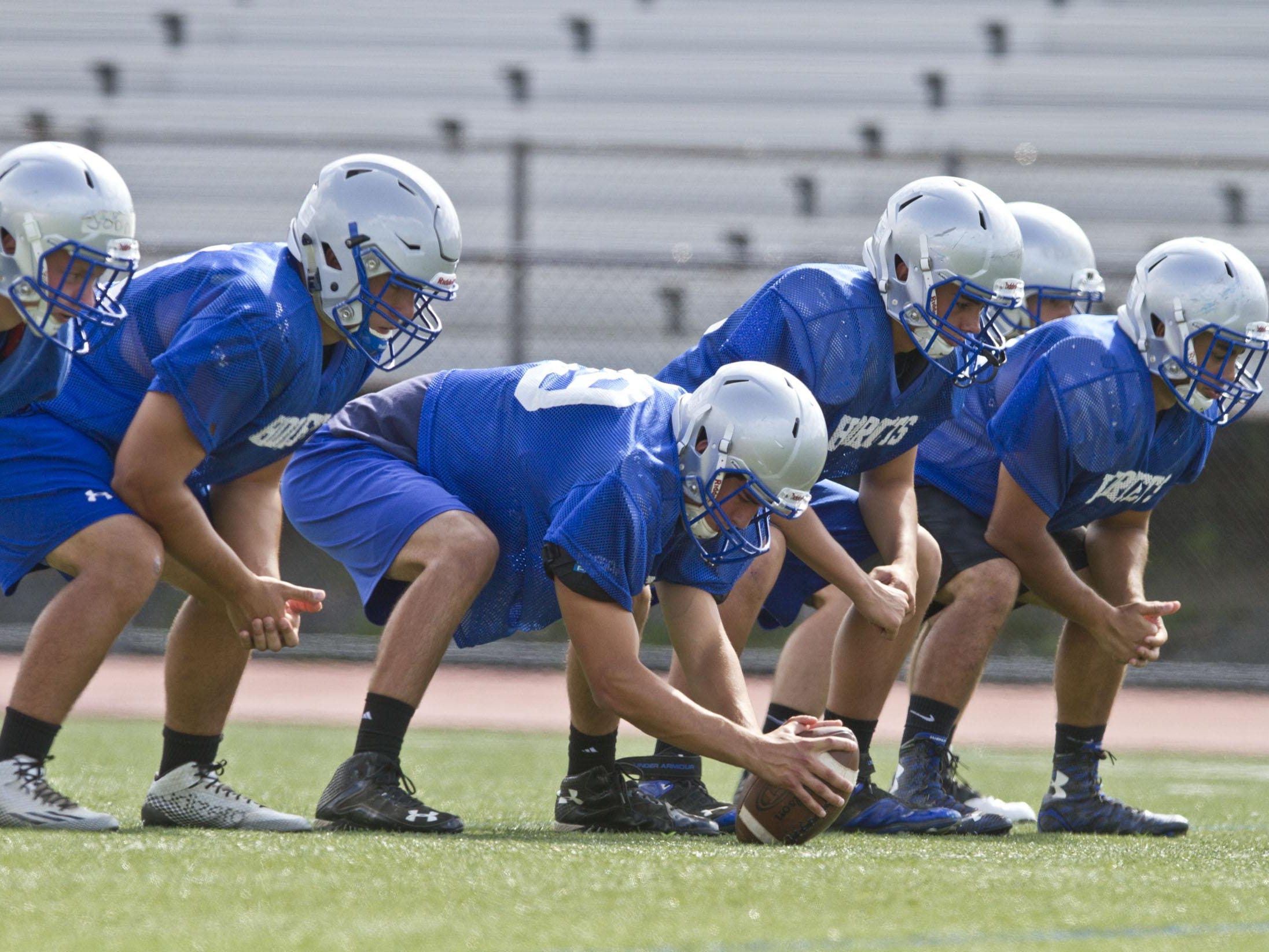 Holmdel lines up at practice Aug. 27.