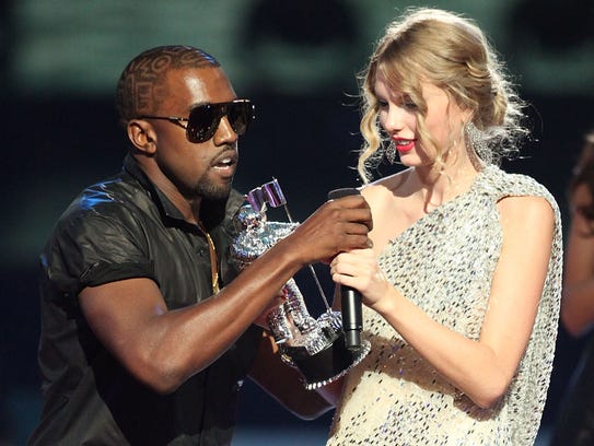 Kanye West jumped onstage after Taylor Swift won for