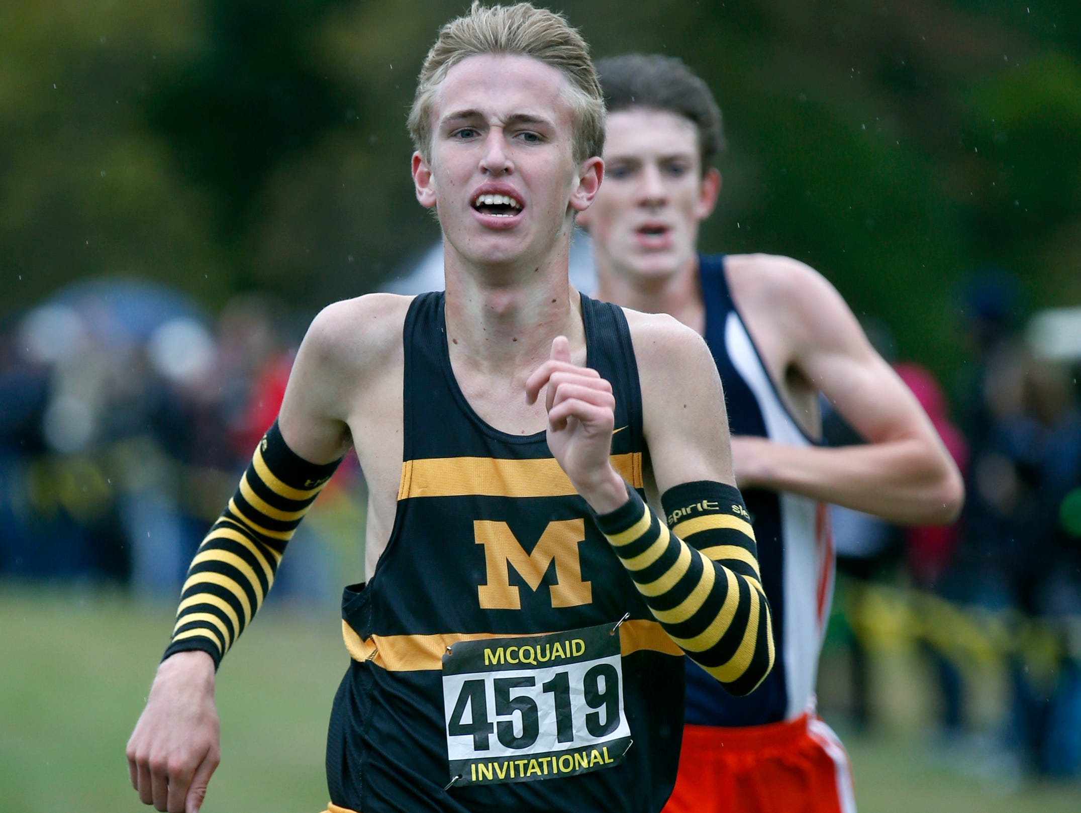 Boys Seeded Varsity AAA: In 4th McQuaid Jesuit's place Donny Glavin with a time of 15:08.6 during the McQuaid Invitational cross country meet at Genesee Valley Park.