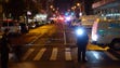 Police block a road after an explosion in New York