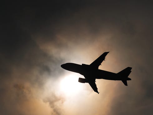 A passenger plane after takeoff from Switzerland's Geneva International Airport on March 11, 2010.