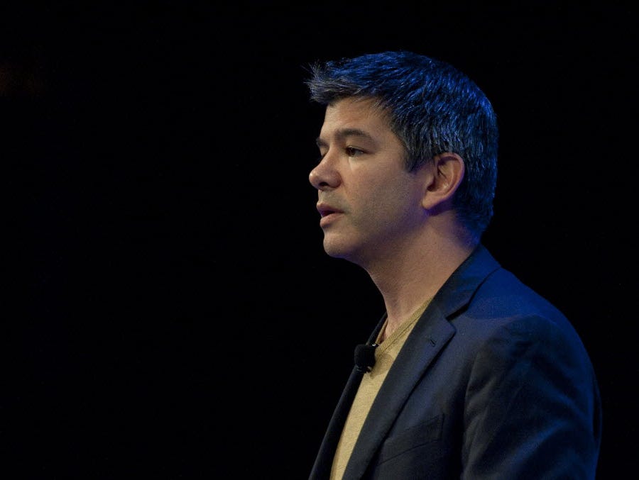 Travis Kalanick, CEO of Uber, delivers a speech in London October 3, 2014.