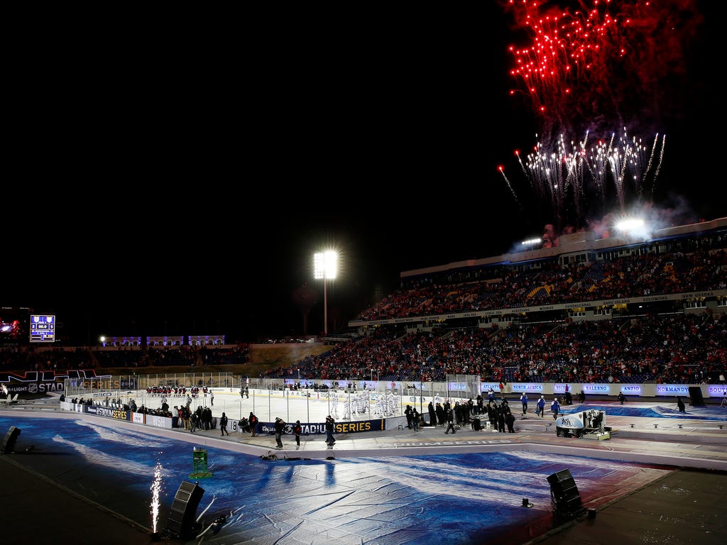 A general view of Navy-Marine Corps Memorial Stadium after the Stadium Series game between the Washington Capitals and the Toronto Maple Leafs.