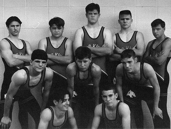 Two decades ago, Chris Collier (pictured in middle of top row in 1996) was a wrestling star at Parkway. Saturday, Collier (the head wrestling coach at Live Oak) will attempt to prevent the Panthers from winning a state title. Back row, from left: Chris Davis, Ryan Holford, Collier, Travis Schulze, Jeremy Karbowski. Center row, from left: Steve Mathews, Wesley Wilcox, Chris Horton. Front row, from left: Alex Vega, Jeff Punillo.
