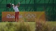 Martin Kaymer of Germany tees off during preparation