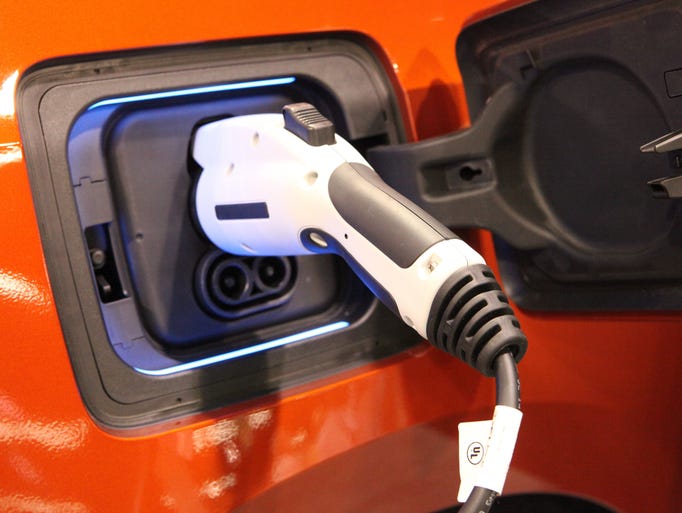 The plug-in port for the 2014 BMW i3