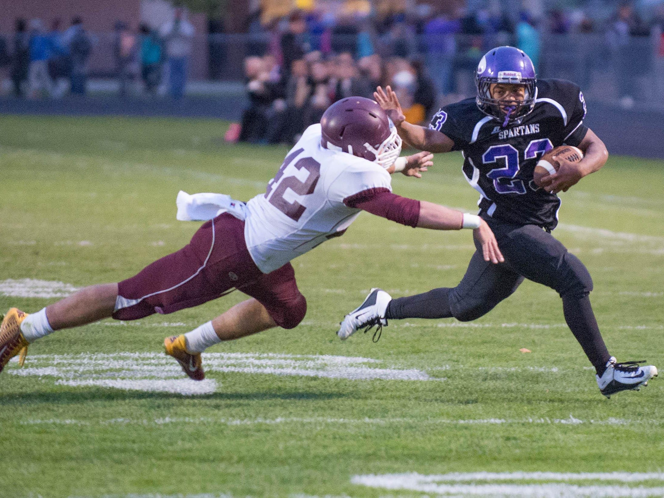 Lakeview's C.J. Foster advances the ball against Kalamazoo Central Friday evening.
