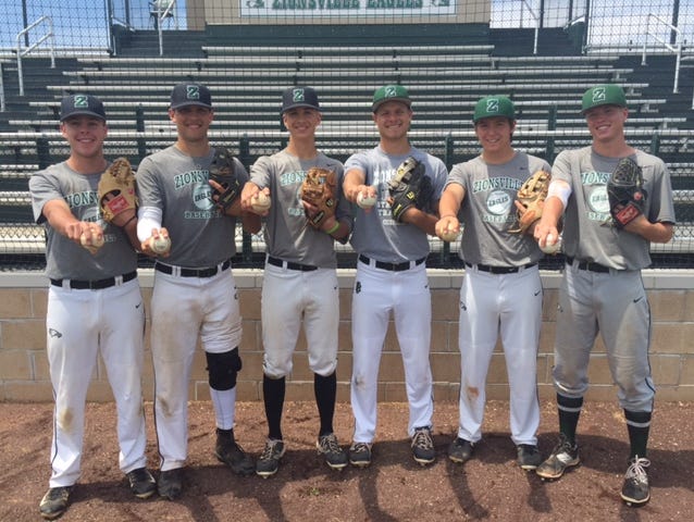 From left (all seniors): Ben Pinegar, James Meyer, Jordan Cox, Jack Pilcher, Nick Prather, R.J. Wagner