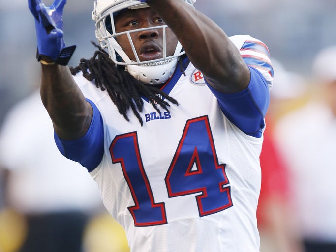 Aug 16, 2014; Pittsburgh, PA, USA; Buffalo Bills wide receiver Sammy Watkins (14) catches a pass prior to the game against the Pittsburgh Steelers at Heinz Field. Mandatory Credit: Charles LeClaire-USA TODAY Sports