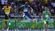 Kerron Clement (USA) races Annsert Whyte (JAM) and