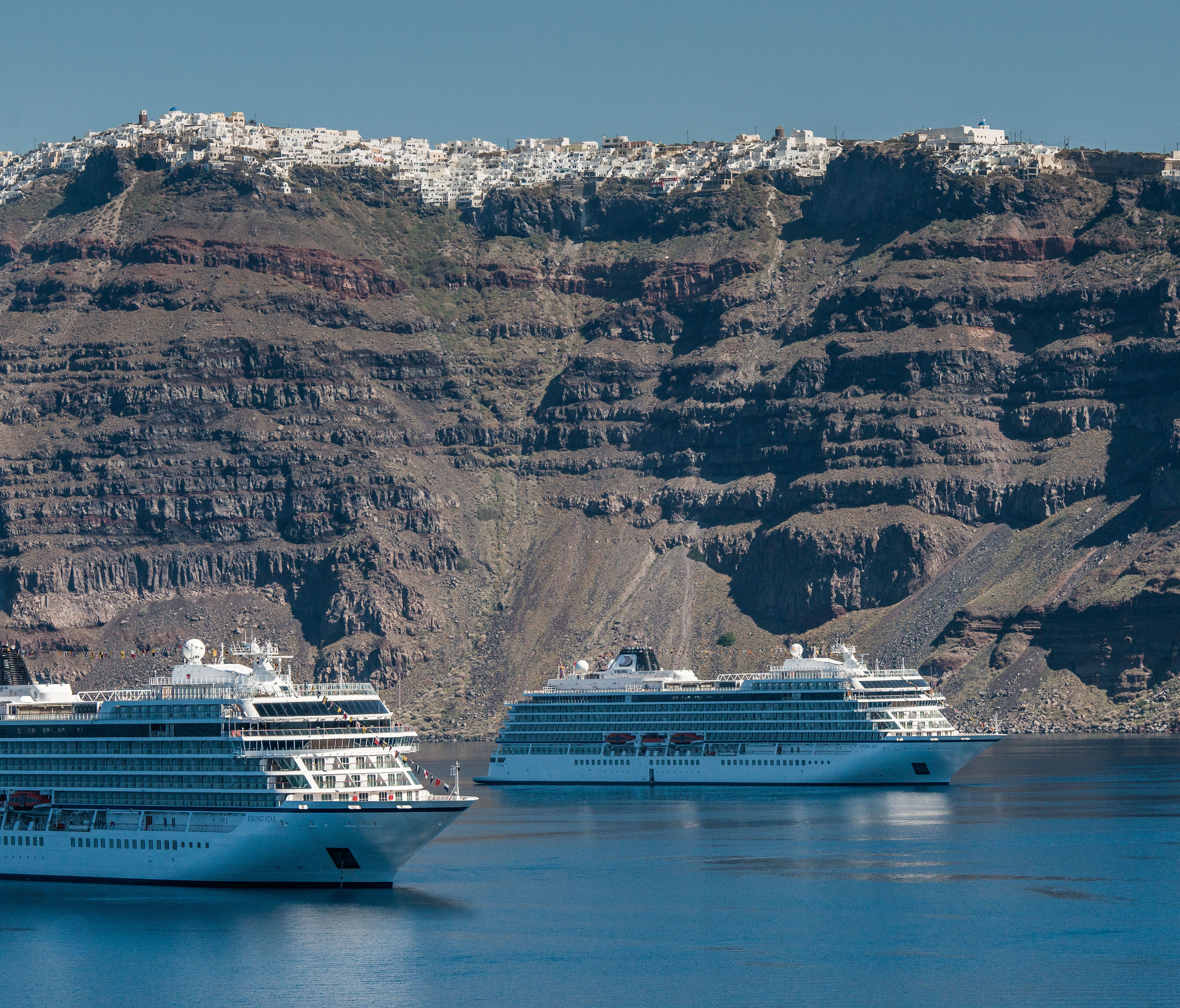 The Viking Sky will be a sister to the recently unveiled Viking Sea and Viking Star, shown here in Santorini. With a capacity for 930 passengers, the ships are modest in size as compared to many of the megaships being built today by mainstream cruise