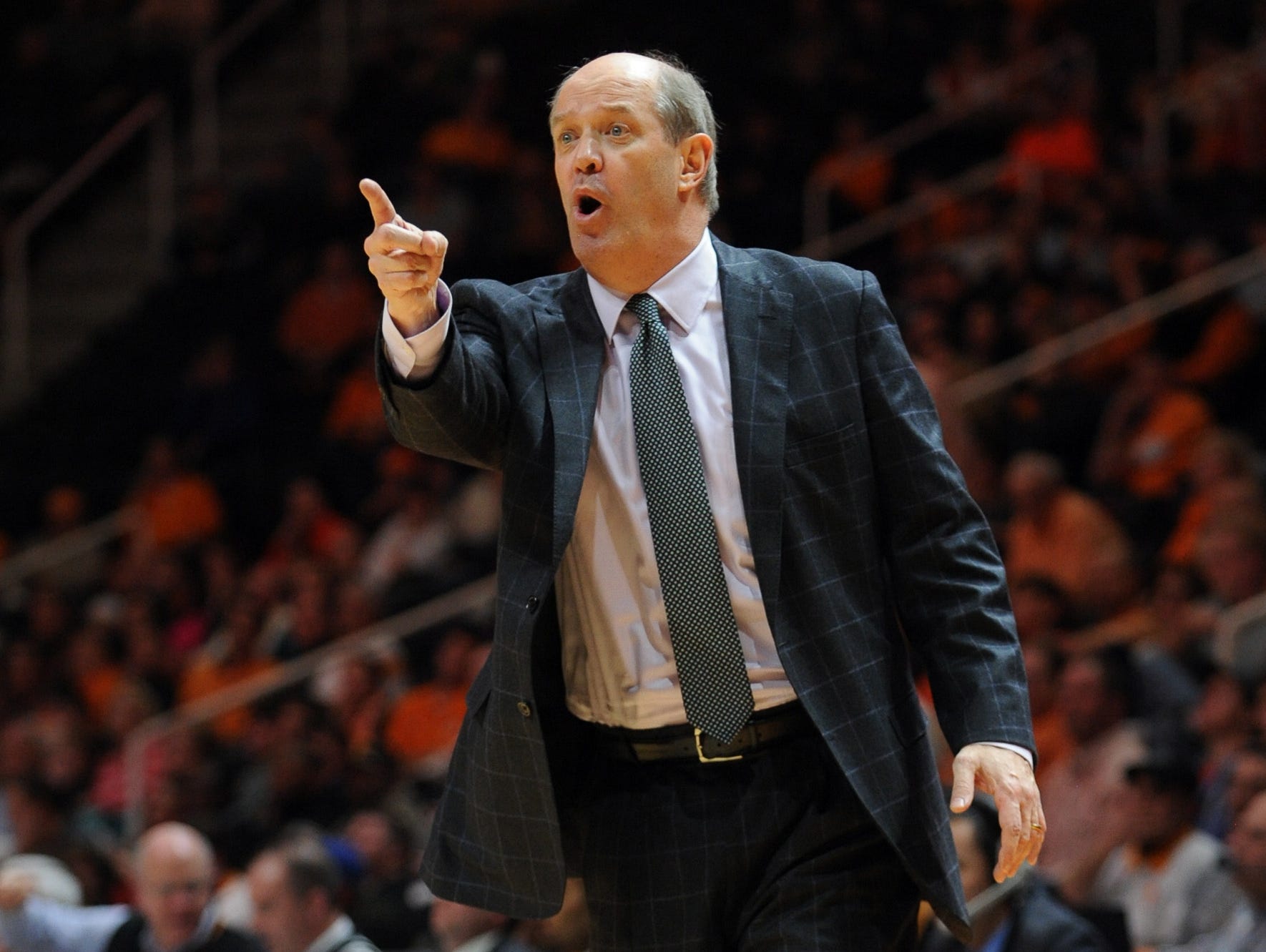 Vanderbilt Commodores head coach Kevin Stallings reacts during the game against the Tennessee Volunteers at Thompson-Boling Arena. Vanderbilt won 73 to 65.