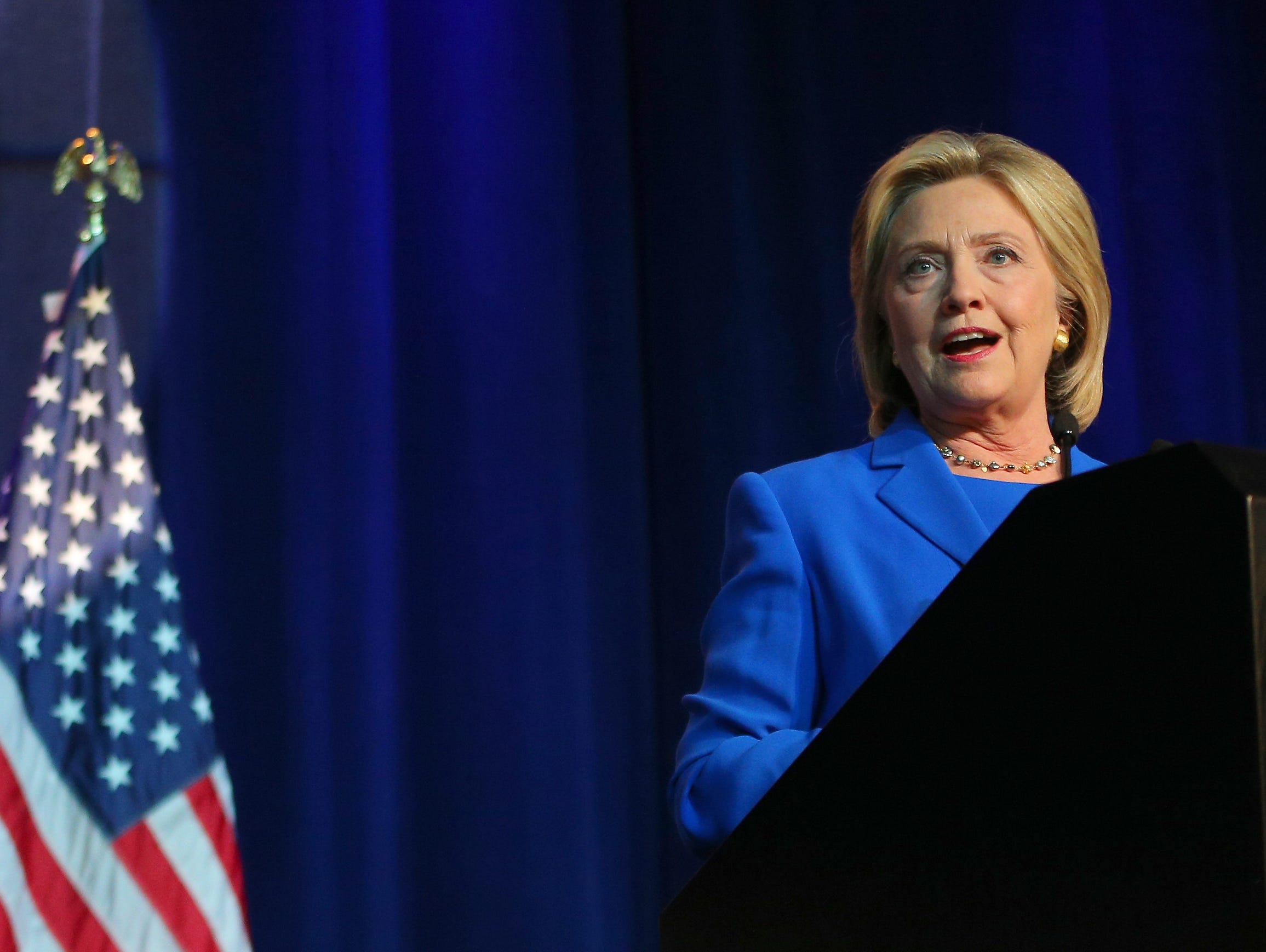 Hillary Clinton speaks at the Democratic National Committee summer meeting on Aug 28, 2015, in Minneapolis.