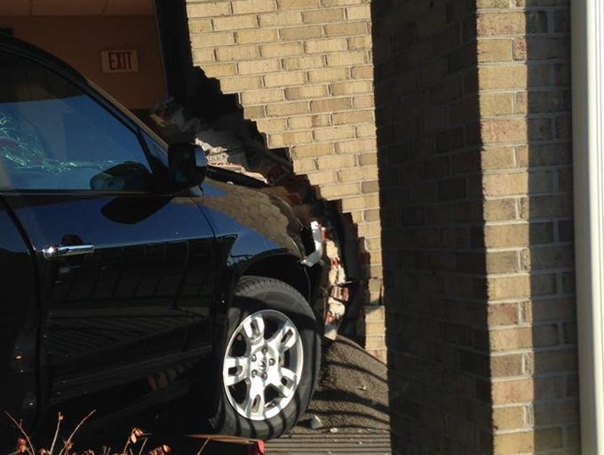 The scene where a vehicle crashed into a Dunkin Donuts in Maryland.